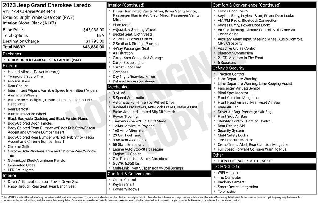 jeep grand cherokee 2023 1C4RJHAG6PC644464 image jeep grand cherokee 2023 1C4RJHAG6PC644464 image